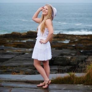 Charlotte Russe Vintage High Neck Tiered Lace Lined Waist Tie Dress Size Small